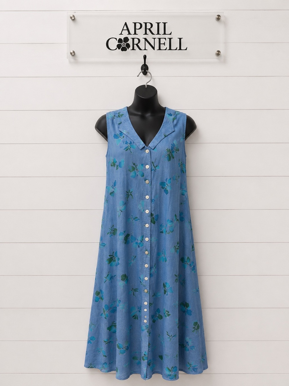 Vintage April Cornell Butterfly Print Sleeveless Dress Size L
